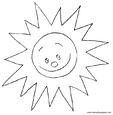 Lamina para colorear dibujos del verano. laminas del sol